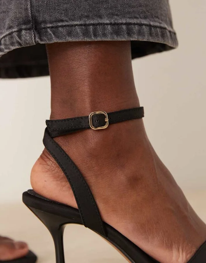 ASOS DESIGN Hollow barely there heeled sandals in black - Image 2