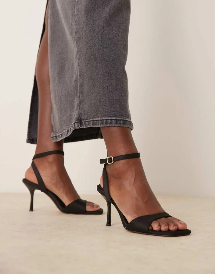 ASOS DESIGN Hollow barely there heeled sandals in black