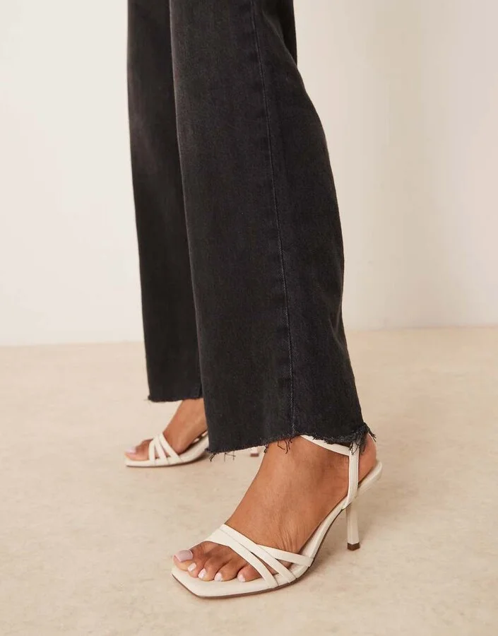 ASOS DESIGN Honey mid heel sandals in off