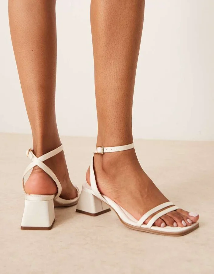 ASOS DESIGN Honeydew mid block heel sandals in ivory - Image 3