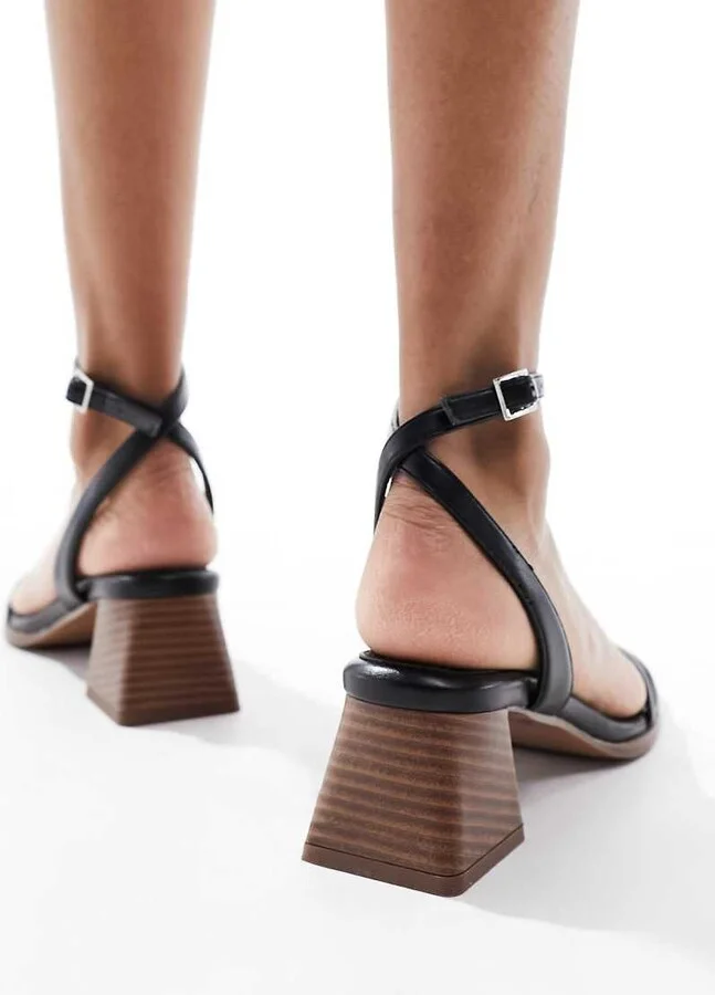 ASOS DESIGN Honeydew mid block heeled sandals in black - Image 3