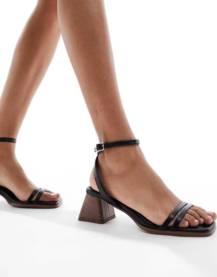 ASOS DESIGN Honeydew mid block heeled sandals in black - Image 4