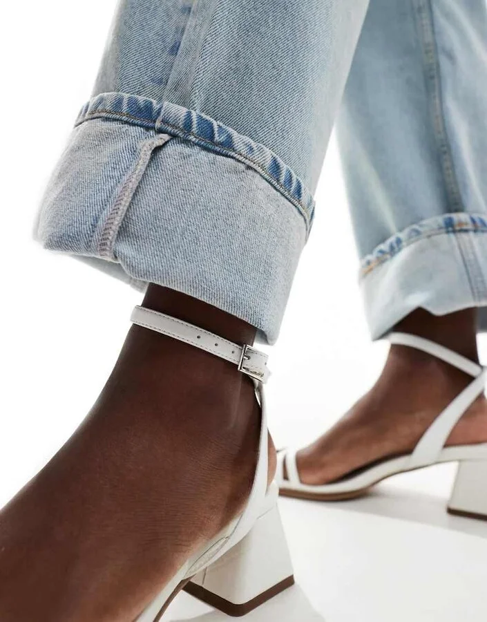 ASOS DESIGN Honeydew mid block heeled sandals in white - Image 2
