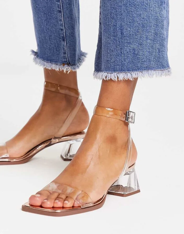 ASOS DESIGN Hopeful block heeled sandals in clear and rose gold - Image 2