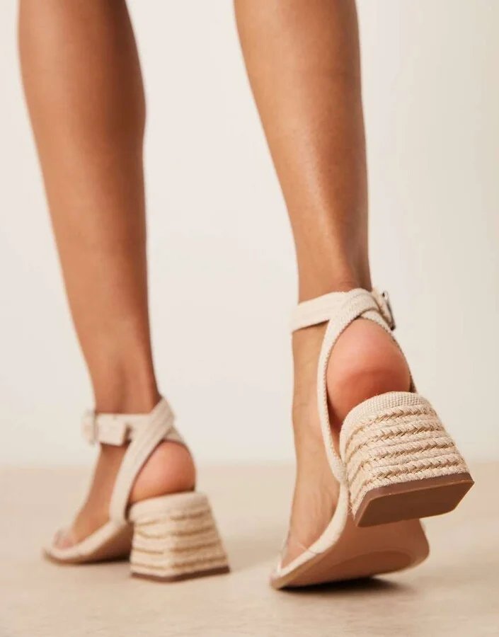 ASOS DESIGN Hopefully block heel mid sandals in clear and natural - Image 2