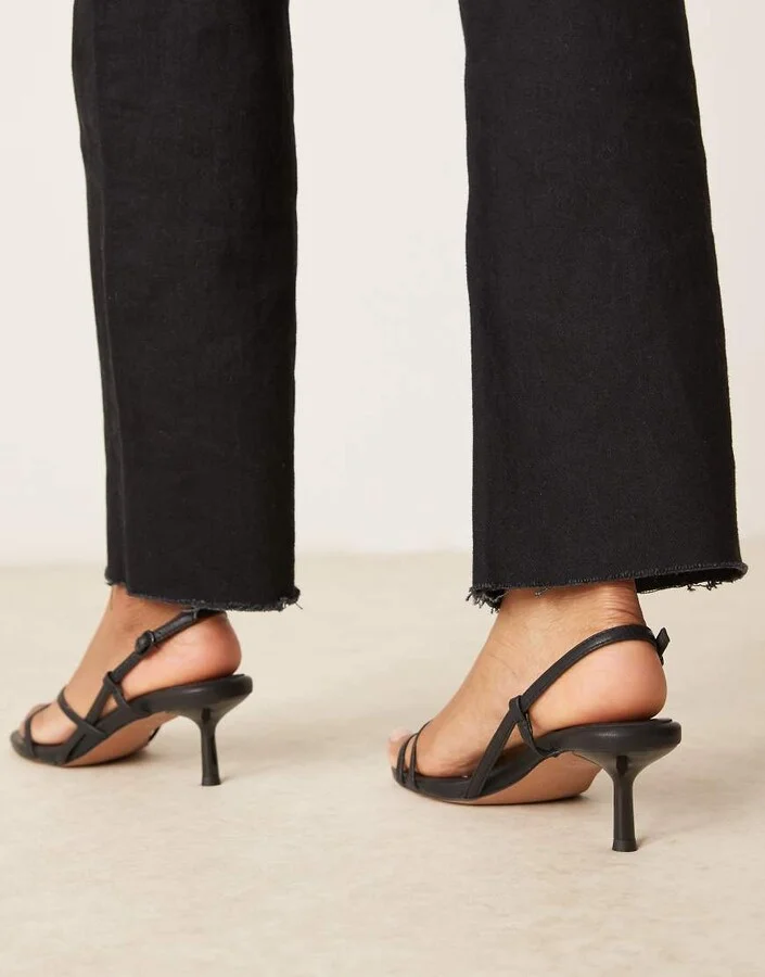 ASOS DESIGN Hopscotch minimal kitten heel slingback sandals in black - Image 2