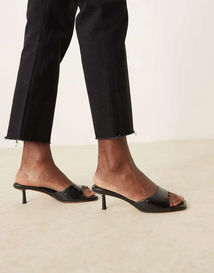 ASOS DESIGN Hyped kitten heeled mules in black - Image 2