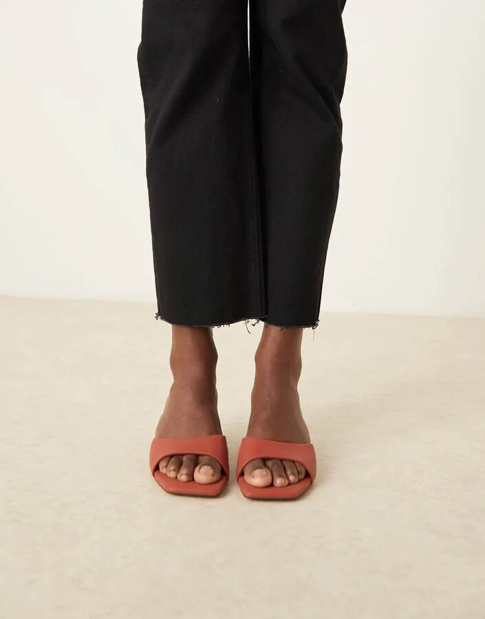ASOS DESIGN Hyped kitten heeled mules in rust - Image 2