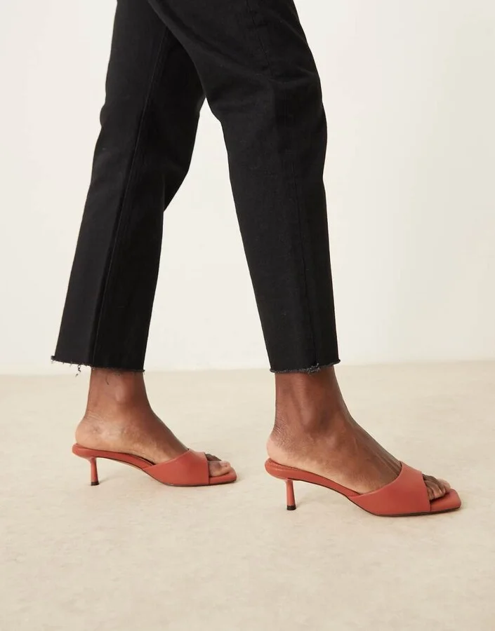 ASOS DESIGN Hyped kitten heeled mules in rust - Image 3
