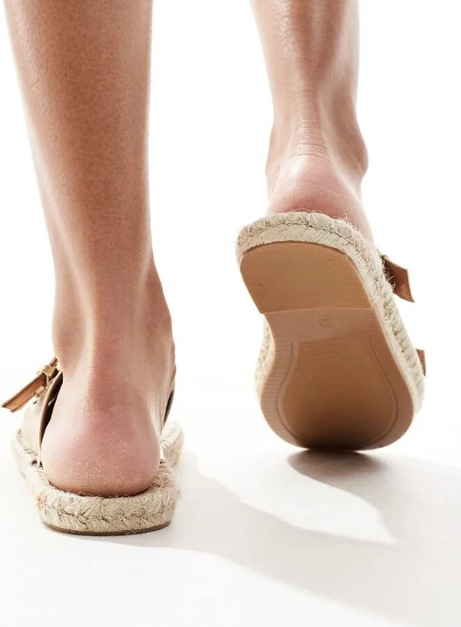 ASOS DESIGN Jada double buckle espadrille mules in gold metallic - Image 4