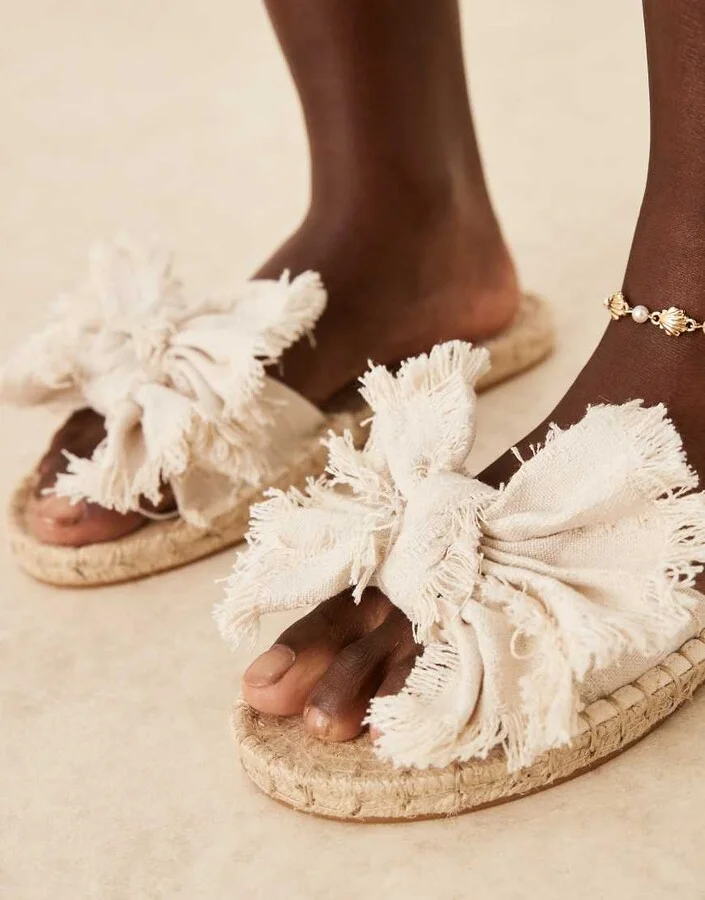 ASOS DESIGN Jem bow espadrille mule sandals in natural - Image 2