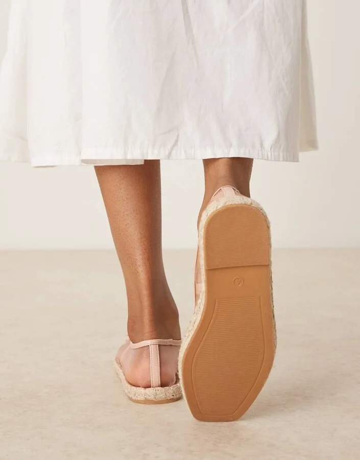 ASOS DESIGN Jennie espadrille ballet flats in black mesh - Image 3
