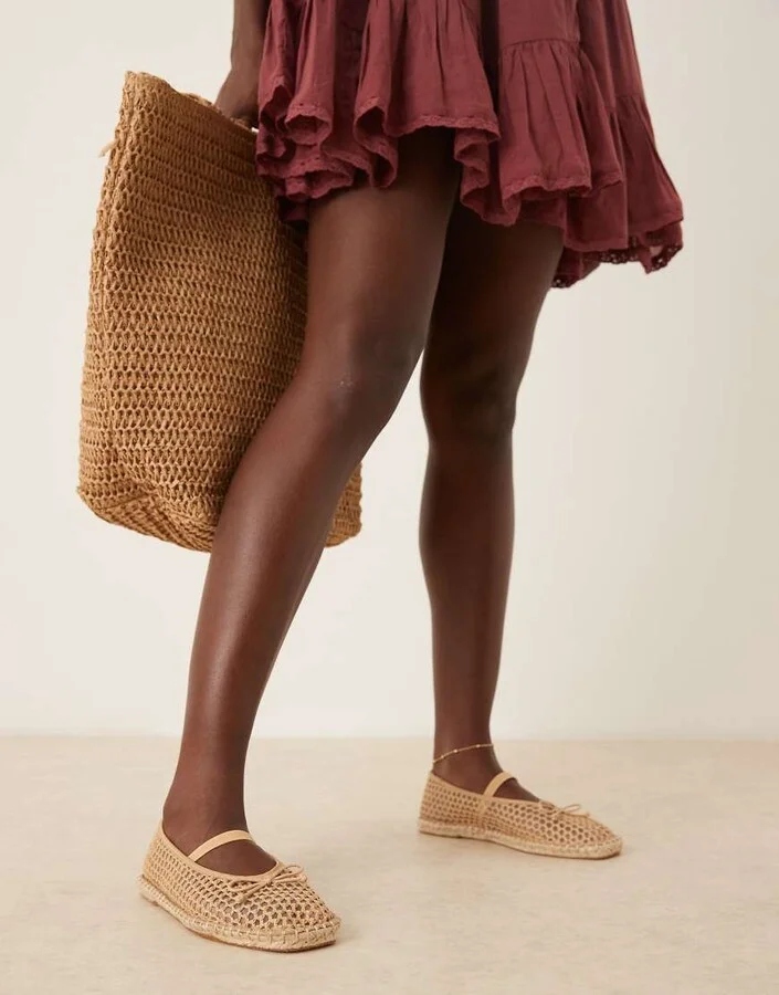 ASOS DESIGN Jennie espadrille ballet flats in natural weave - Image 2