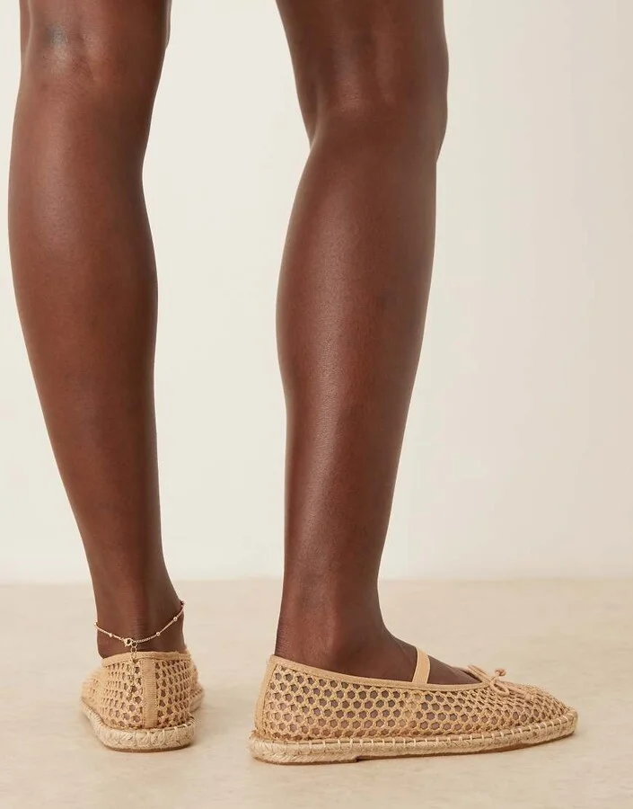 ASOS DESIGN Jennie espadrille ballet flats in natural weave - Image 3