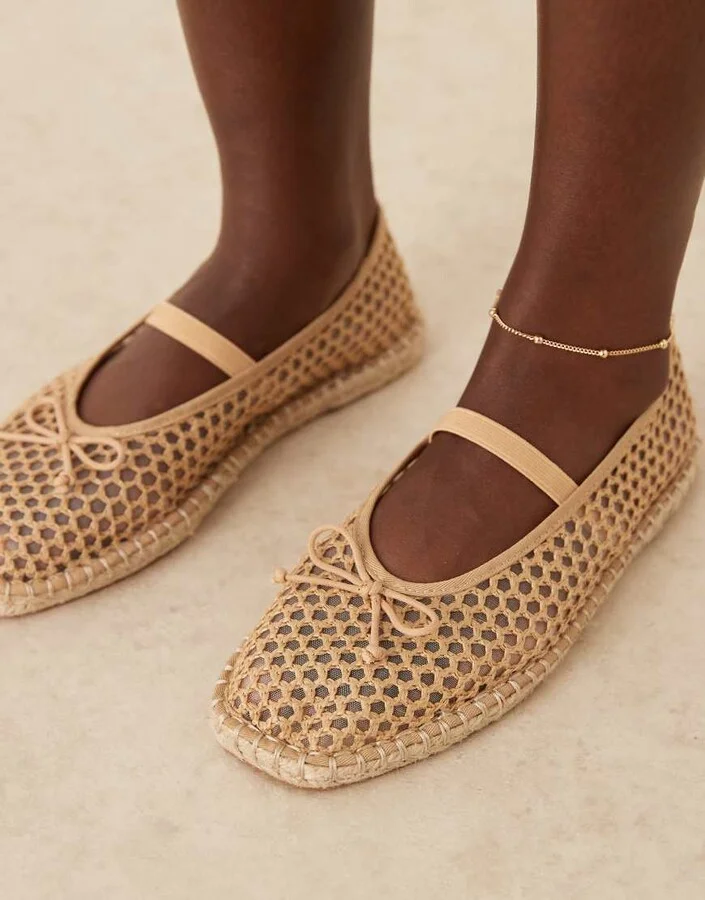 ASOS DESIGN Jennie espadrille ballet flats in natural weave - Image 4