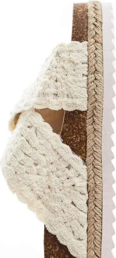 ASOS DESIGN Jessica cross strap espadrille mule sandals in white crochet - Image 3