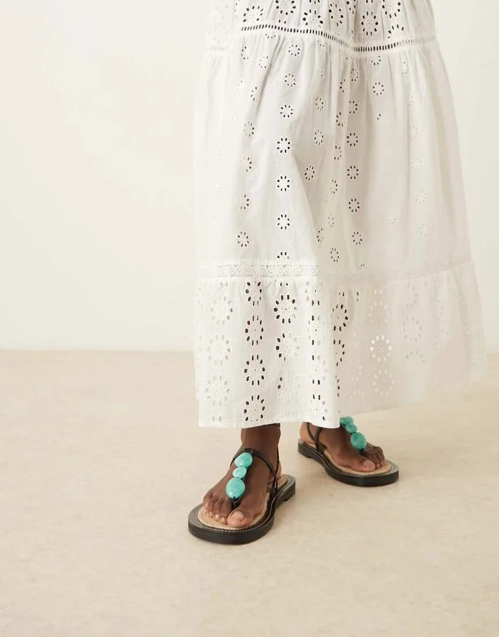 ASOS DESIGN Jewel footbed espadrille sandals in black with blue marble trim - Image 3