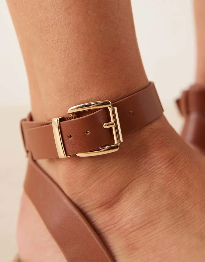 ASOS DESIGN Jilly espadrille sandals in tan/raffia mix - Image 3