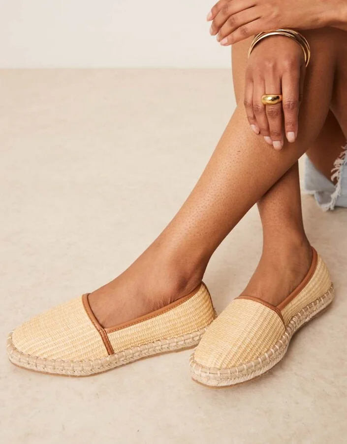 ASOS DESIGN Joey closed toe espadrilles in natural raffia