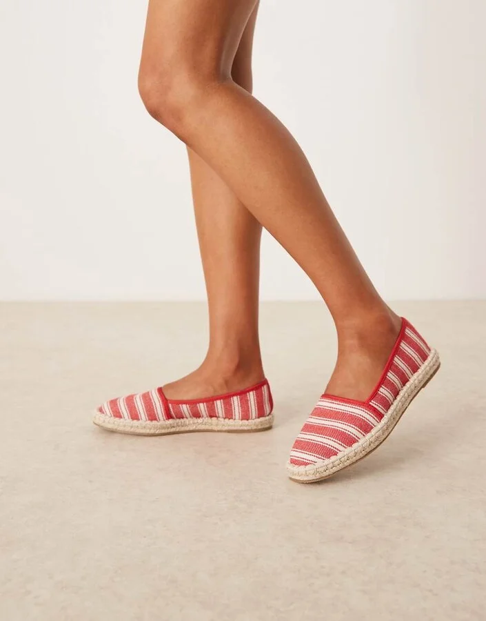 ASOS DESIGN Joey closed toe espadrilles in red stripe