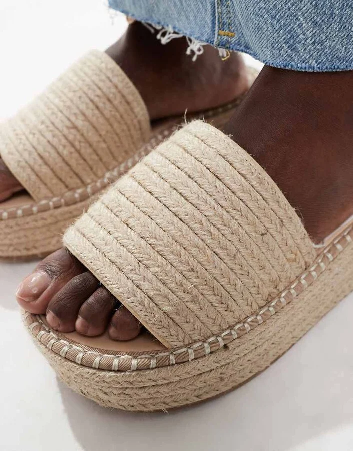 ASOS DESIGN Jordyn flatform espadrille sandals in natural - Image 2