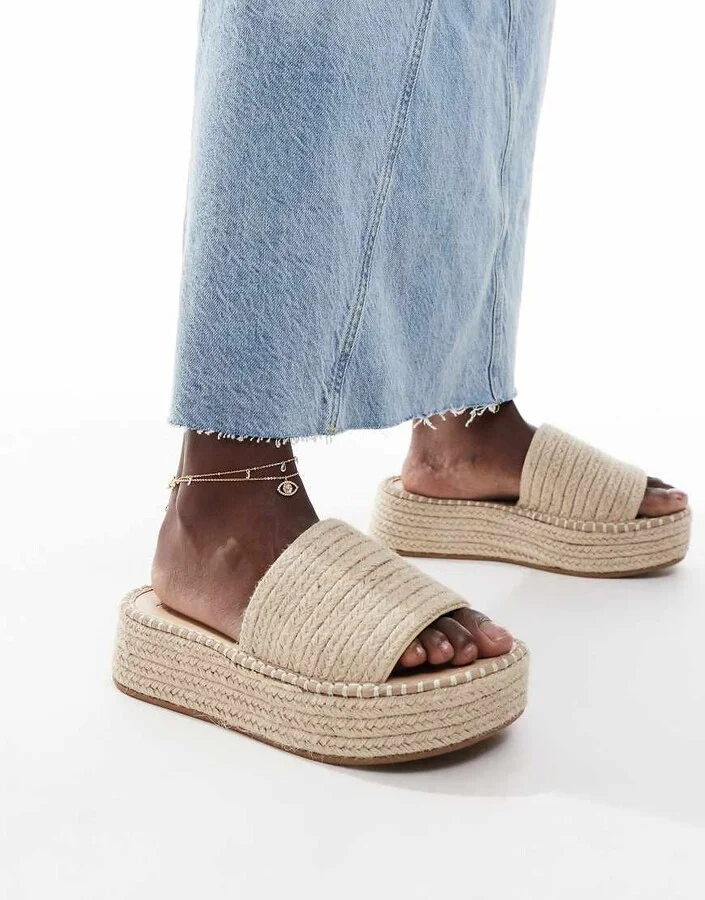 ASOS DESIGN Jordyn flatform espadrille sandals in natural