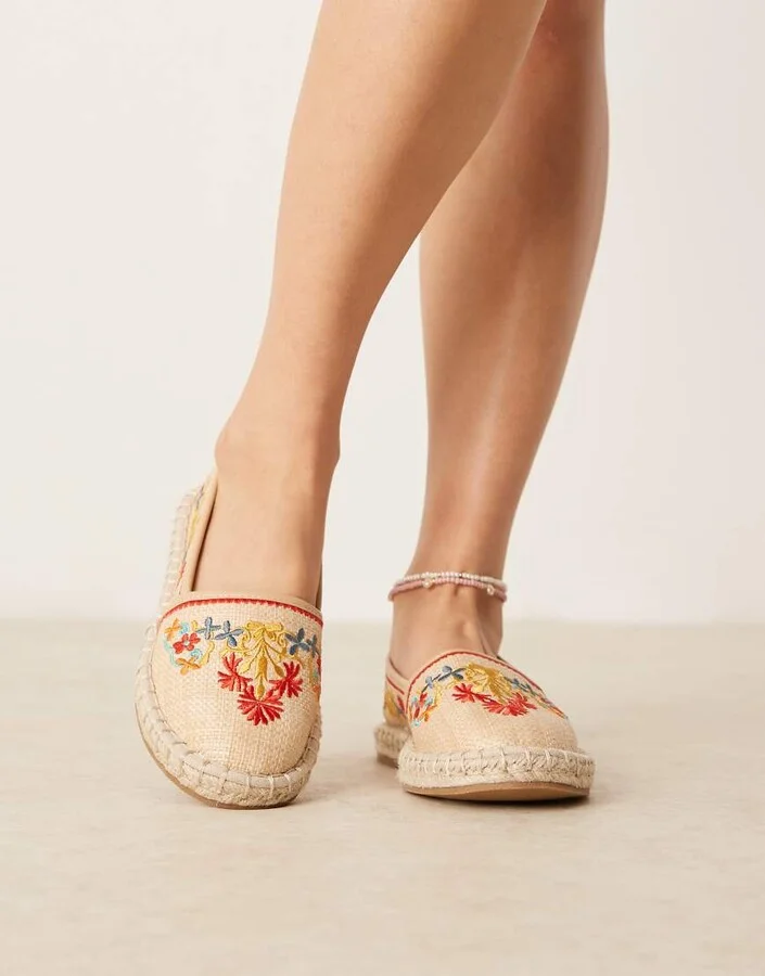 ASOS DESIGN Jos embroidered closed toe espadrilles in natural - Image 2