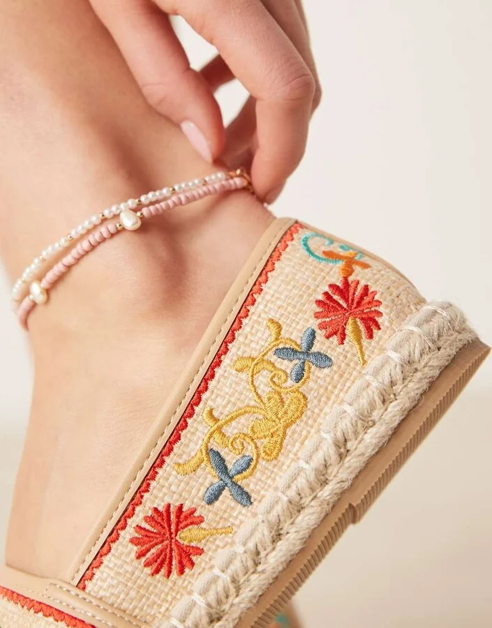 ASOS DESIGN Jos embroidered closed toe espadrilles in natural - Image 4