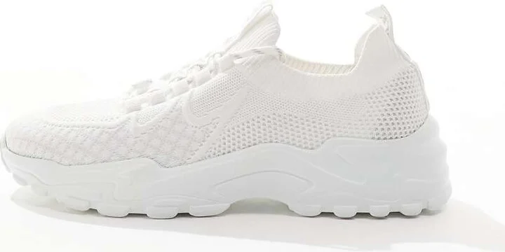 ASOS DESIGN knit lace up sneakers in white - Image 2