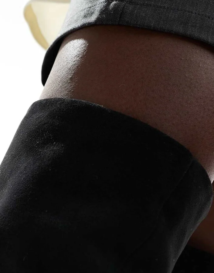 ASOS DESIGN Knock ruched heeled over the knee boots in black - Image 2