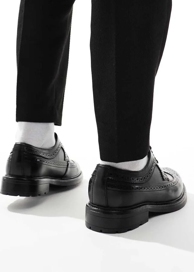 ASOS DESIGN lace-up brogue shoes in black - Image 3