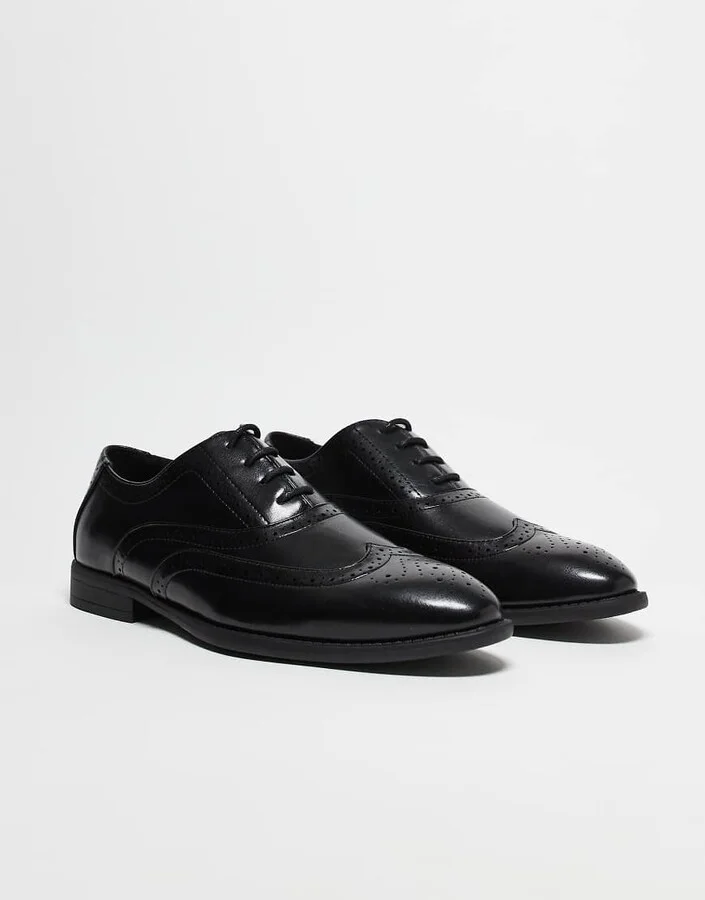 ASOS DESIGN lace-up brogue shoes in black - Image 2