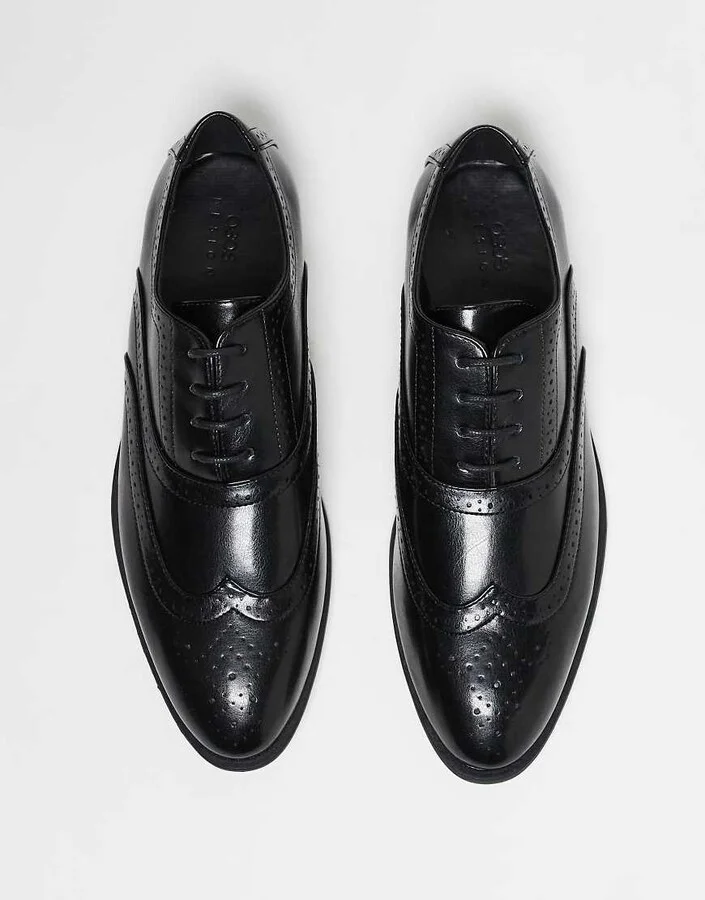 ASOS DESIGN lace-up brogue shoes in black - Image 3