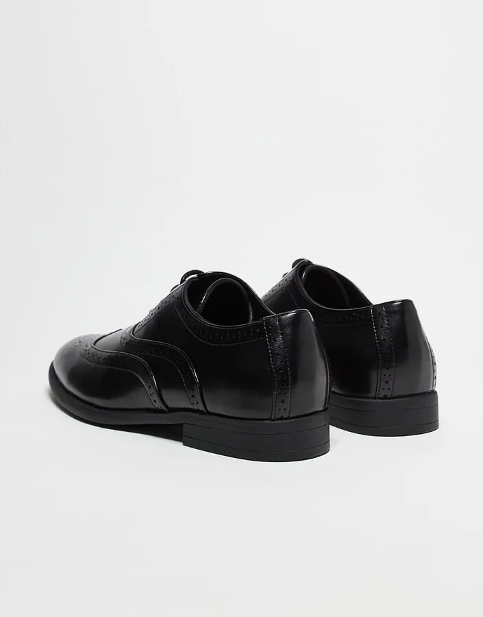 ASOS DESIGN lace-up brogue shoes in black - Image 4