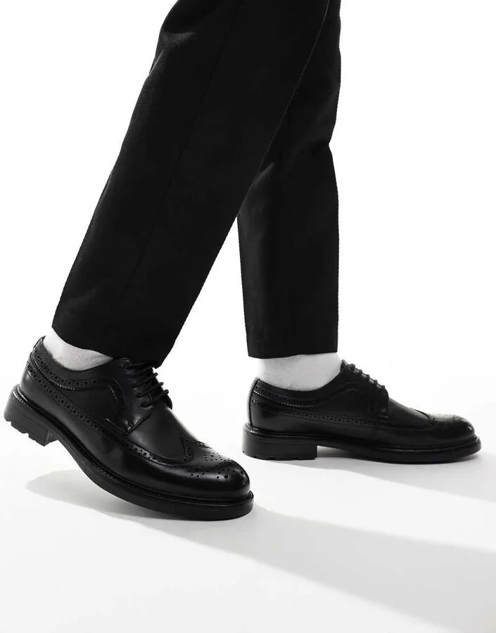 ASOS DESIGN lace-up brogue shoes in black