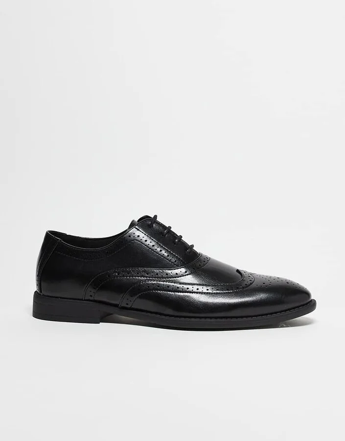 ASOS DESIGN lace-up brogue shoes in black