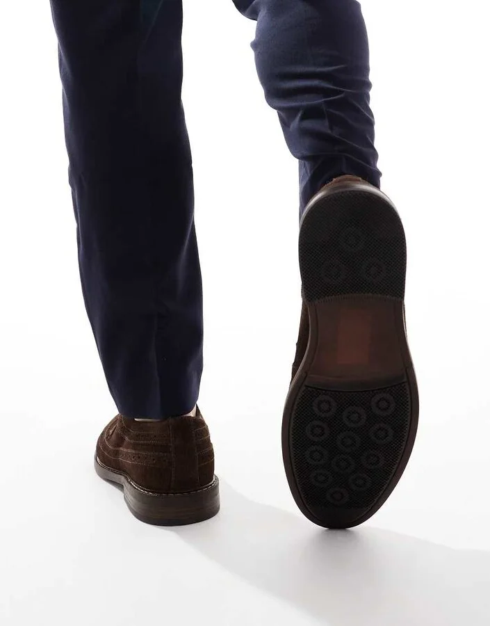 ASOS DESIGN lace up brogue shoes in dark brown suede - Image 2