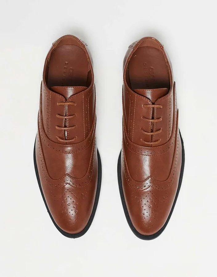 ASOS DESIGN lace up brogue shoes in tan