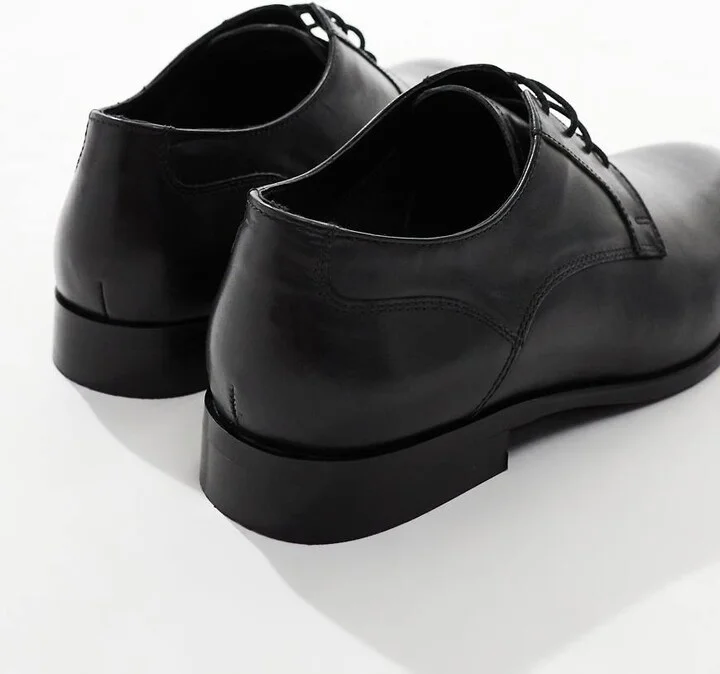 ASOS DESIGN lace up derby shoes in black leather - Image 2