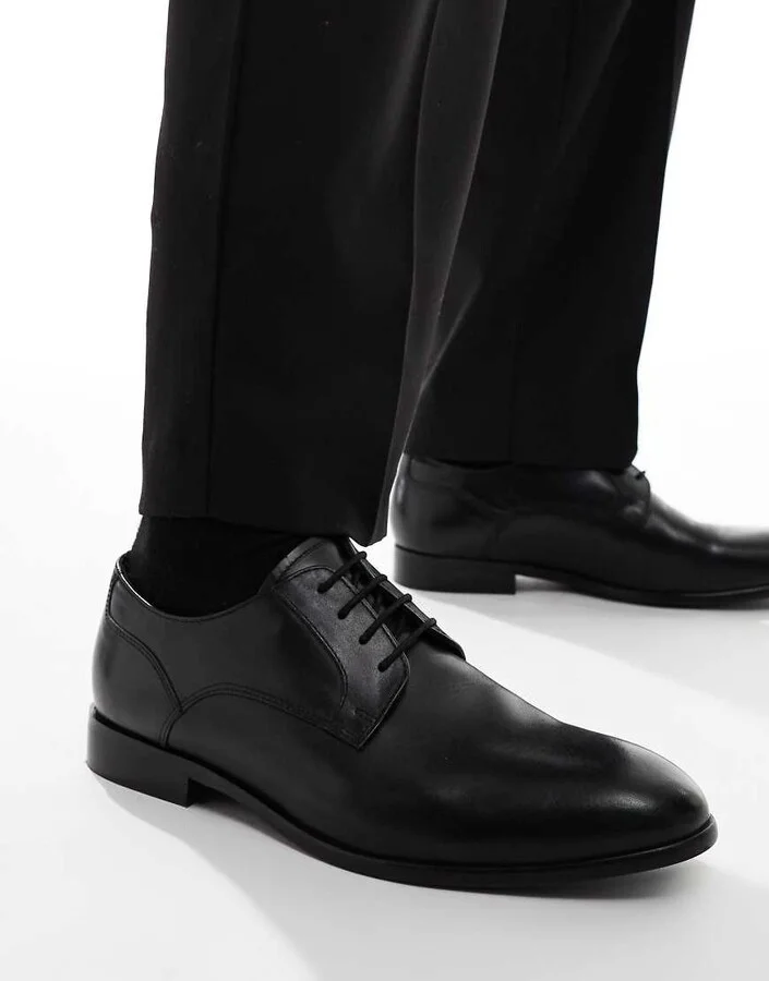ASOS DESIGN lace up derby shoes in black leather