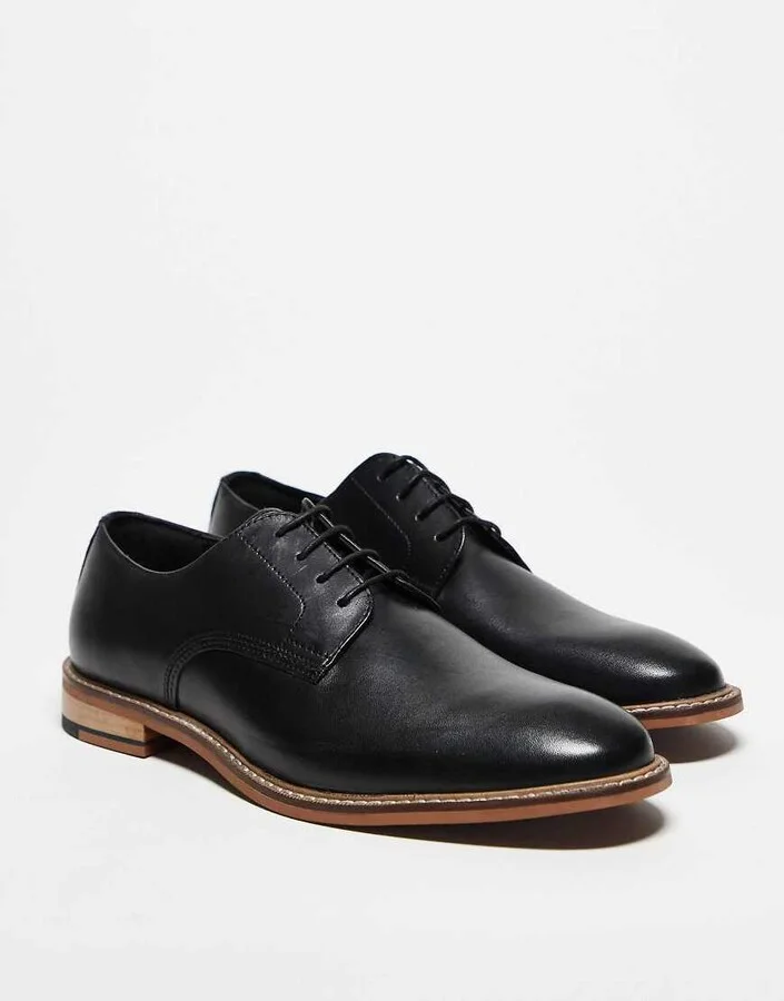 ASOS DESIGN lace up derby shoes in black leather