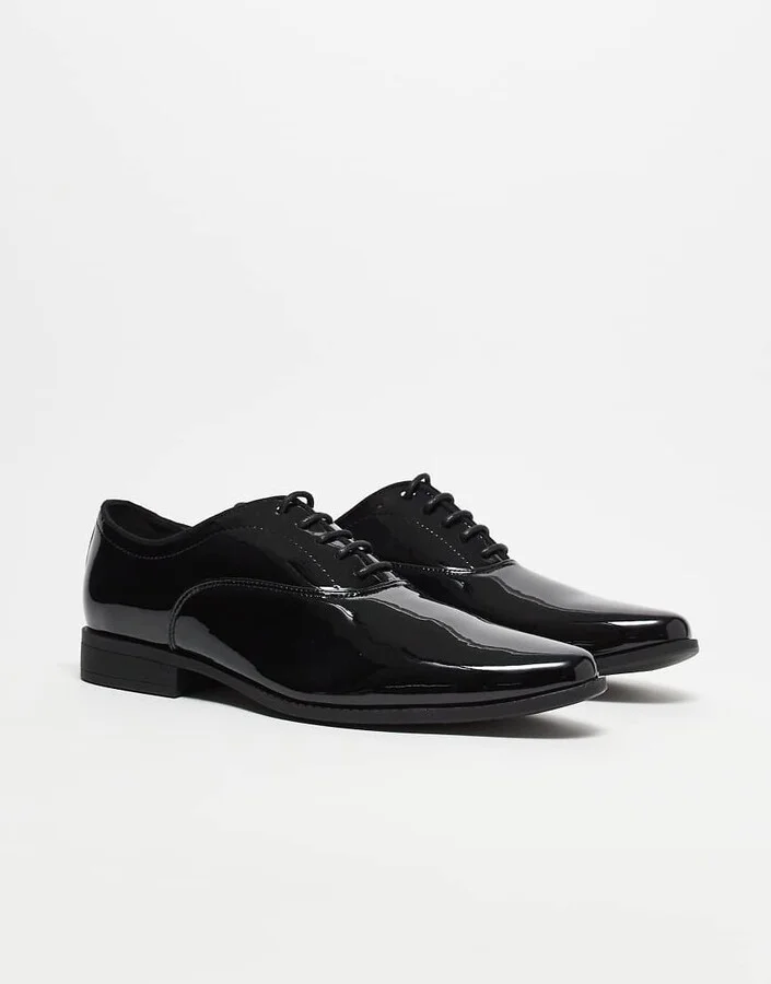 ASOS DESIGN lace-up derby shoes in black patent - Image 2