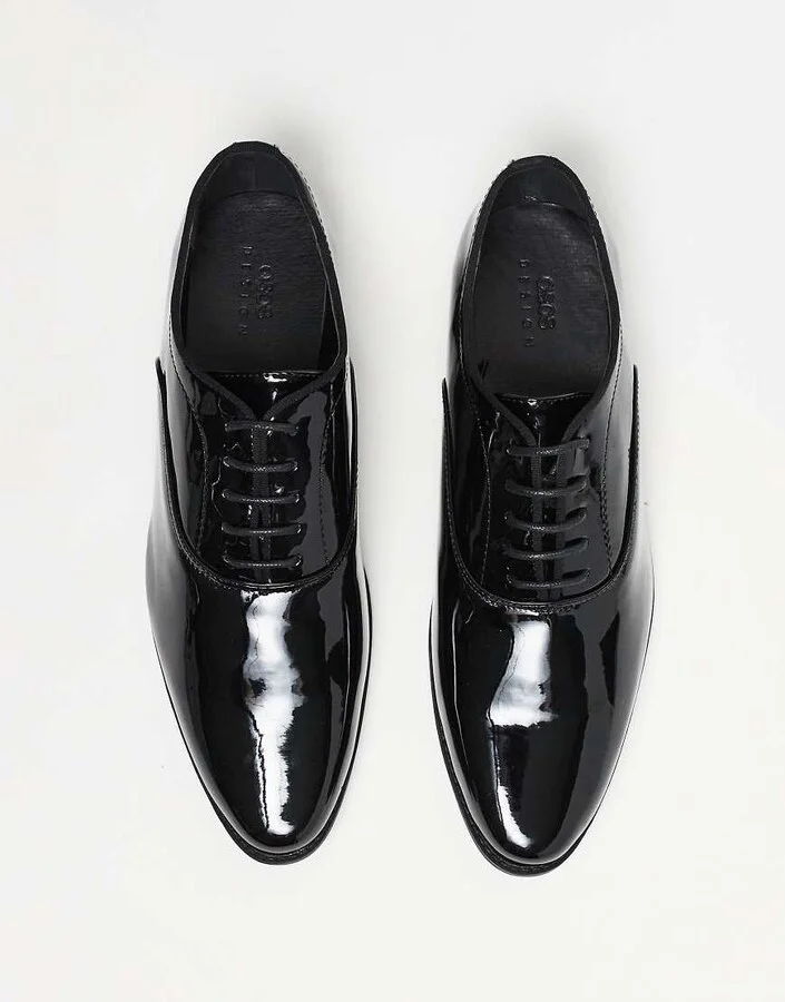 ASOS DESIGN lace-up derby shoes in black patent - Image 3