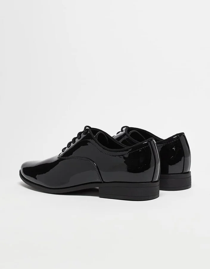 ASOS DESIGN lace-up derby shoes in black patent - Image 4