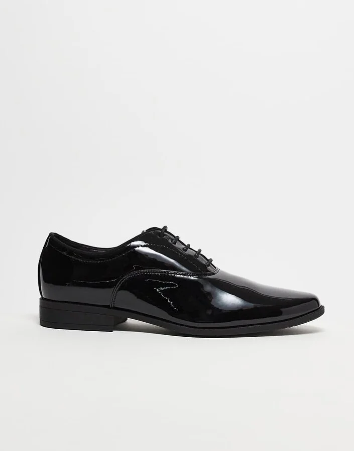 ASOS DESIGN lace-up derby shoes in black patent