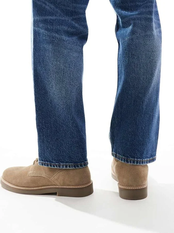 ASOS DESIGN lace-up desert boots in stone suede with natural sole - Image 3