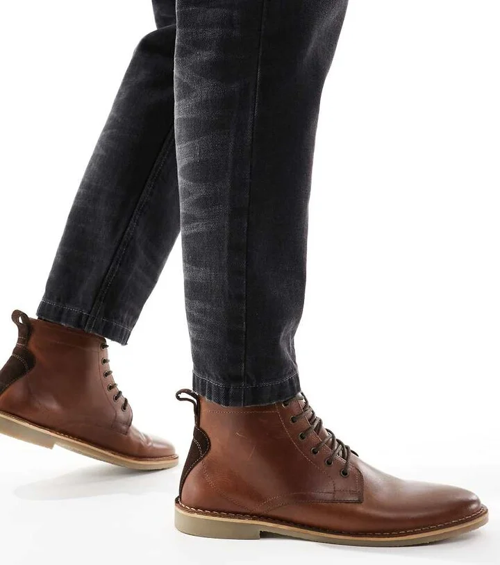 ASOS DESIGN lace up desert boots in tan leather