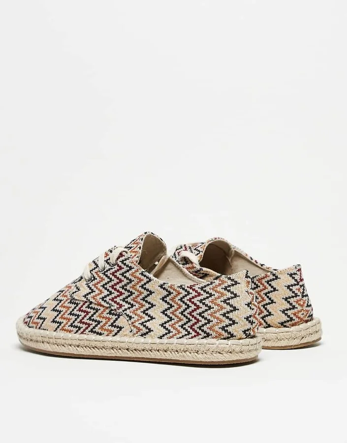 ASOS DESIGN lace-up espadrilles in chevron canvas - Image 2