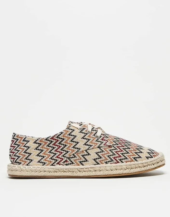 ASOS DESIGN lace-up espadrilles in chevron canvas - Image 3