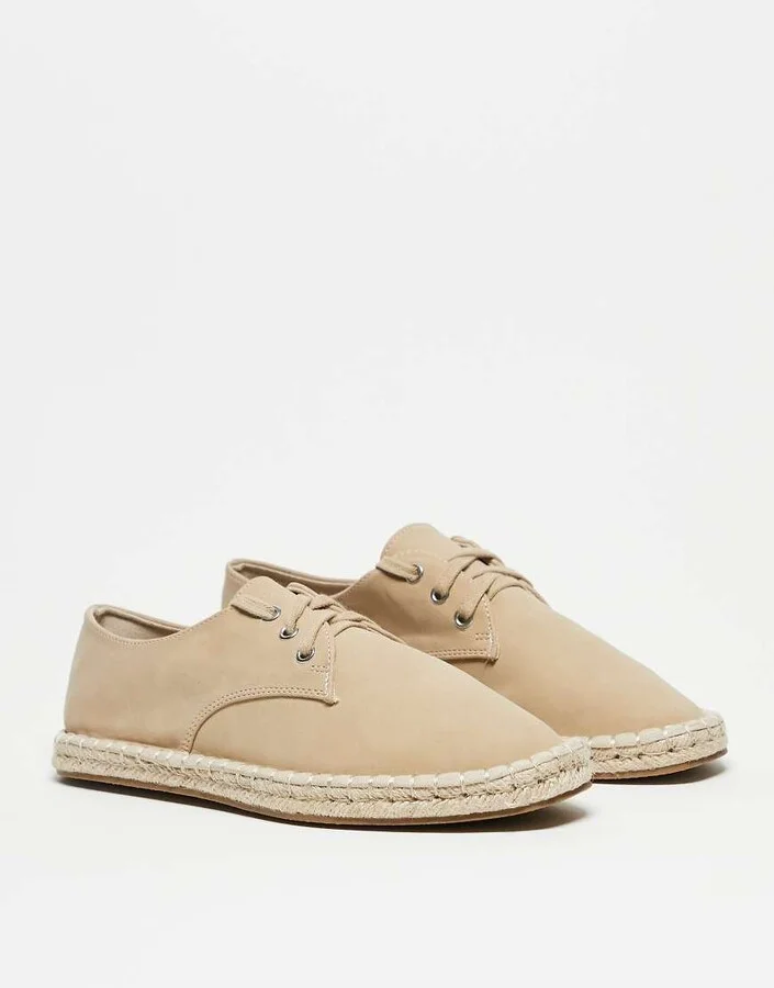 ASOS DESIGN lace up espadrilles in stone - Image 3